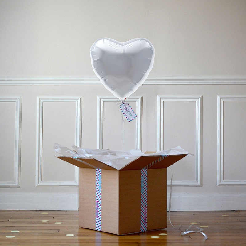 Ballon Cadeau Coeur Argent - The PopCase