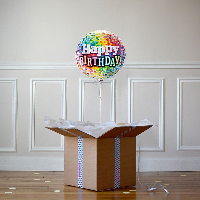Ballon Cadeau Happy Birthday Confetti - The PopCase