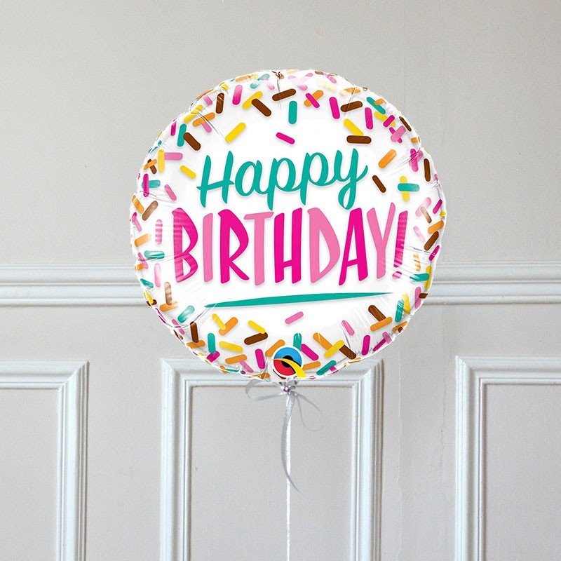 Ballon cadeau Happy Birthday sprinkles - Livraison ballon en hélium