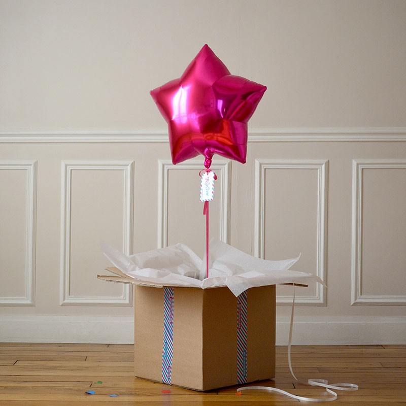Ballon Cadeau Etoile Rose Fuschia - The PopCase