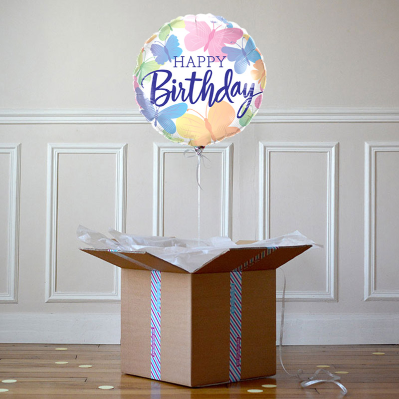 Ballon Cadeau - Happy Birthday Papillon - The PopCase