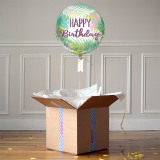 Ballon Cadeau - Happy Birthday Feuilles - The PopCase