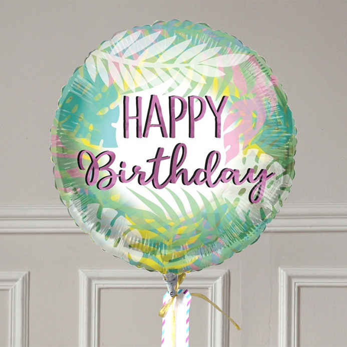 Ballon Cadeau - Happy Birthday Feuilles - The PopCase