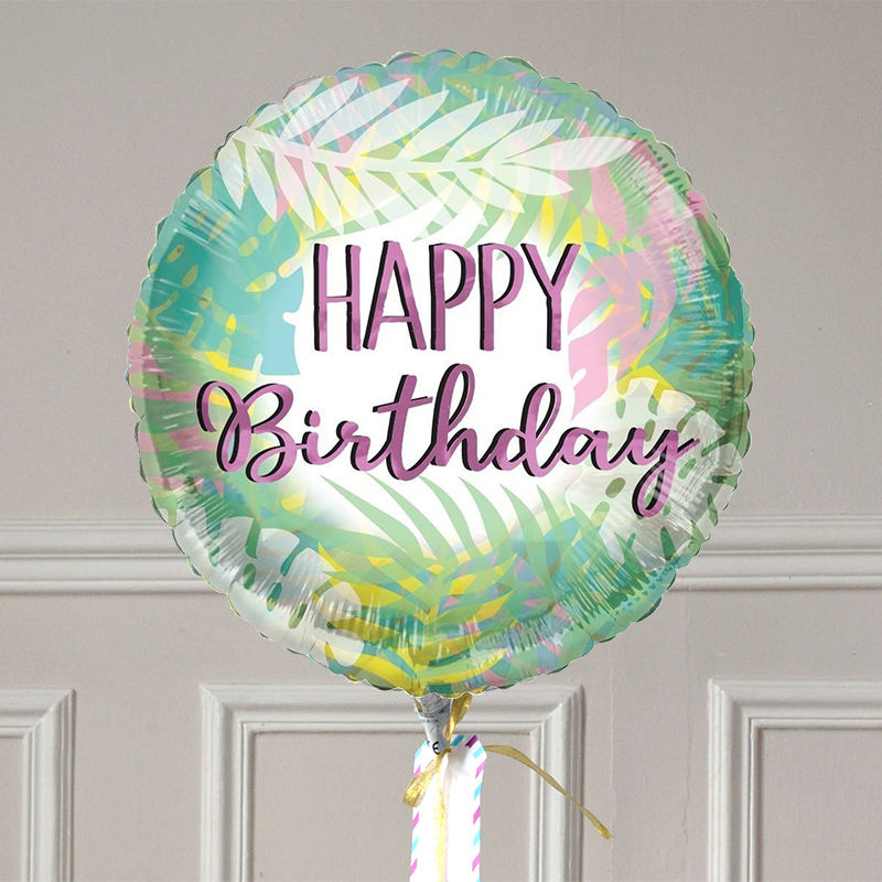 Ballon Cadeau - Happy Birthday Feuilles GP - The PopCase