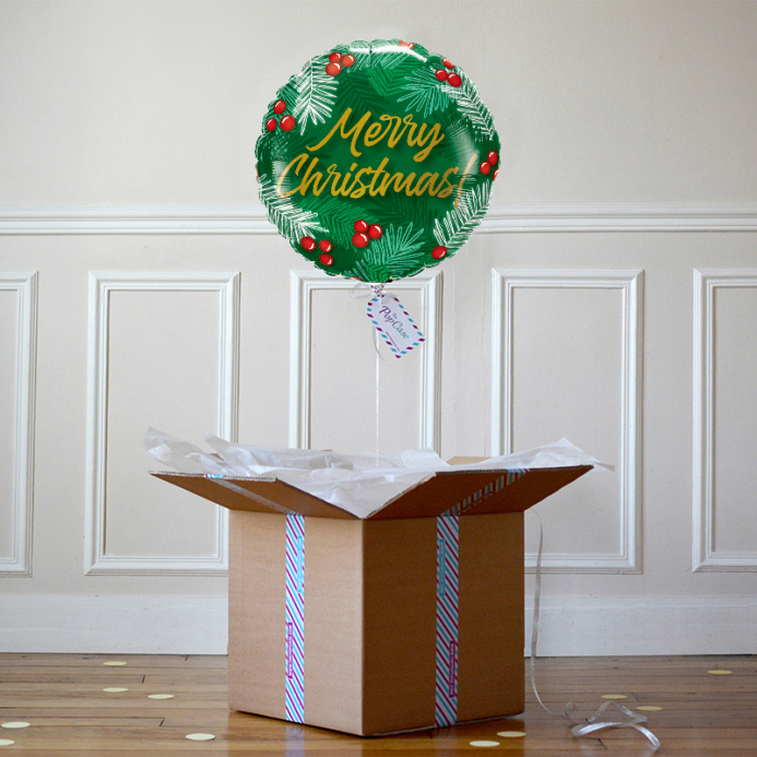 Ballon Cadeau - Merry Christmas Vert - The PopCase