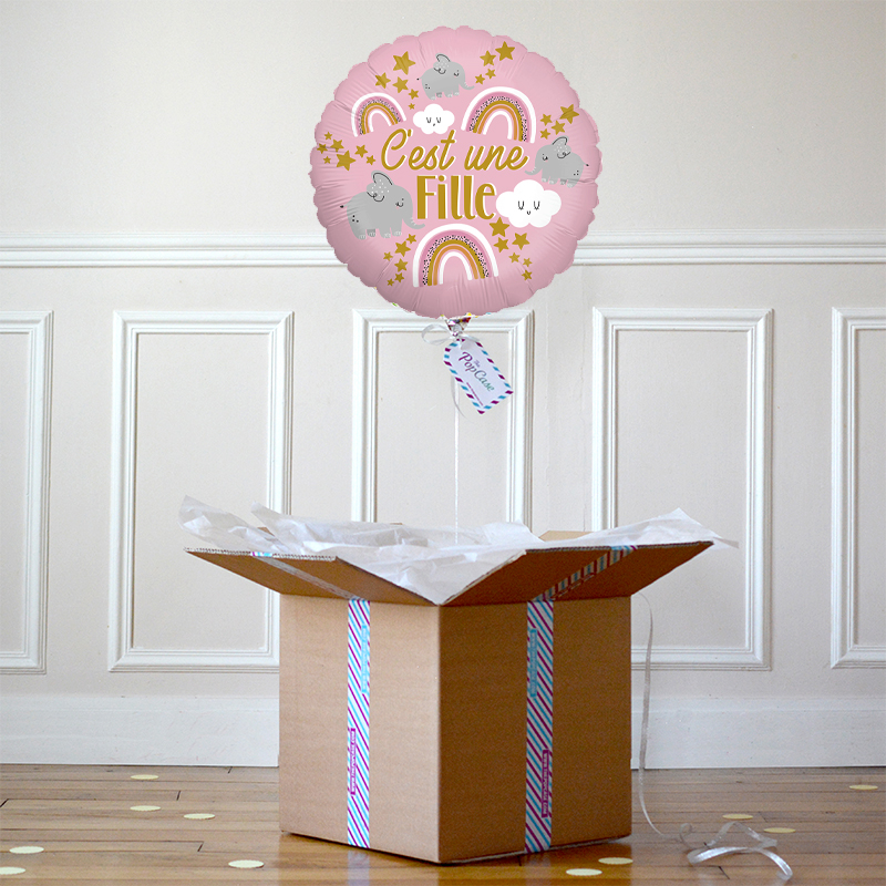 Ballon hélium annonce naissance fille → The PopCase