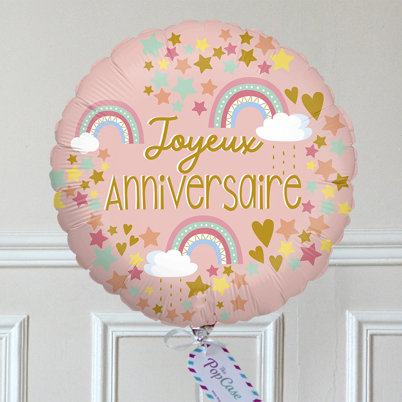 Ballon Cadeau - Joyeux Anniversaire Arc en Ciel - The PopCase