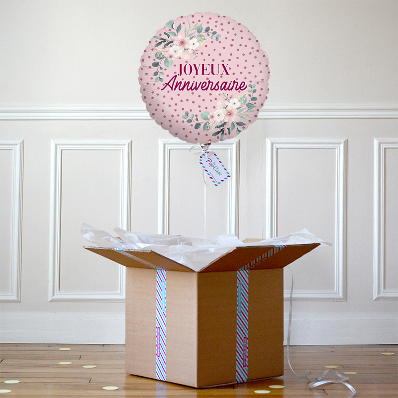 Ballon Cadeau - Joyeux Anniversaire Fleurs - The PopCase