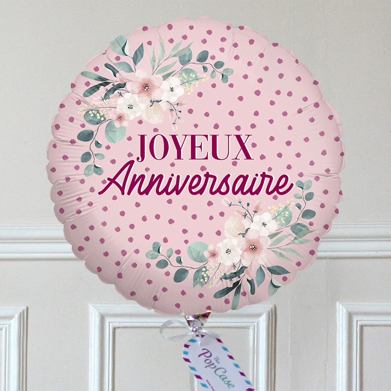 Ballon Cadeau - Joyeux Anniversaire Fleurs - The PopCase