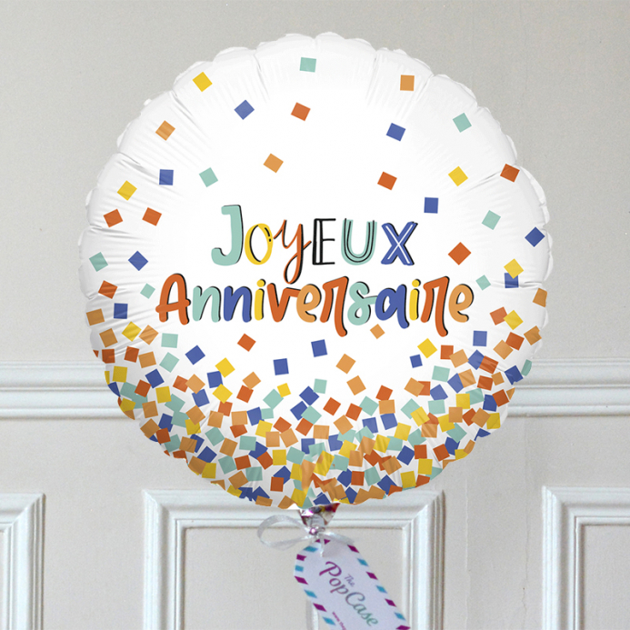Ballon Cadeau - Joyeux Anniversaire Confettis - The PopCase