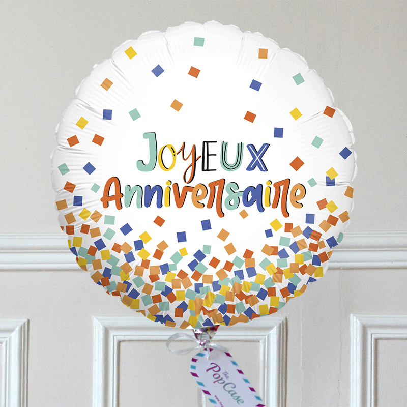 Ballon Cadeau - Joyeux Anniversaire Confettis - Livraison de ballon