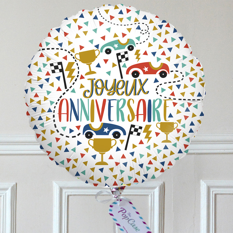 Ballon Cadeau - Joyeux Anniversaire Bolides - The PopCase