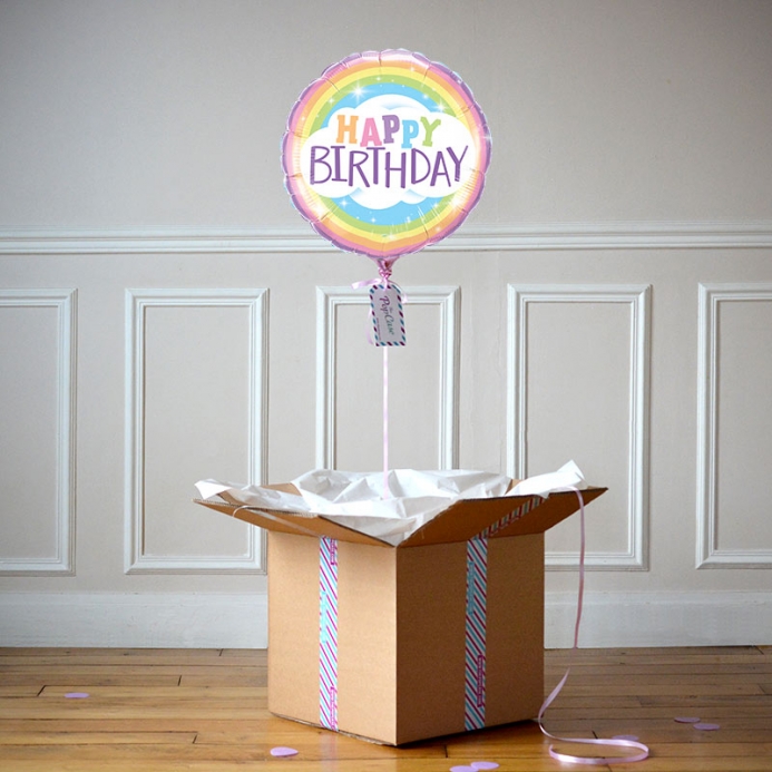 Ballon Cadeau Happy Birthday Rainbow - The PopCase
