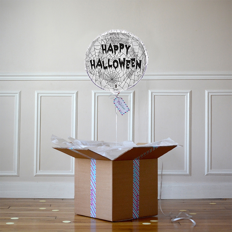 Ballon Cadeau - Happy Halloween Argent