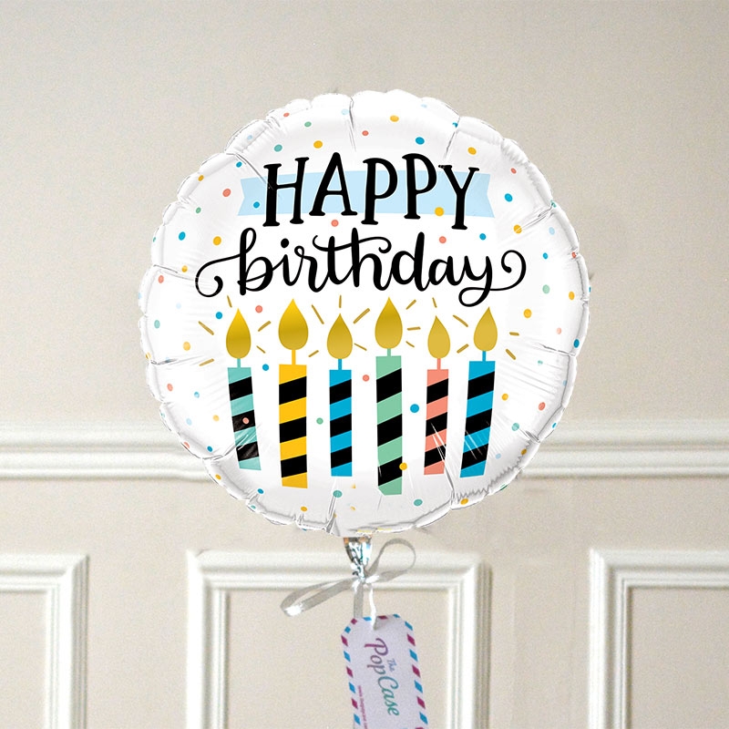 Ballon Cadeau Happy Birthday Bougies - GP - The PopCase