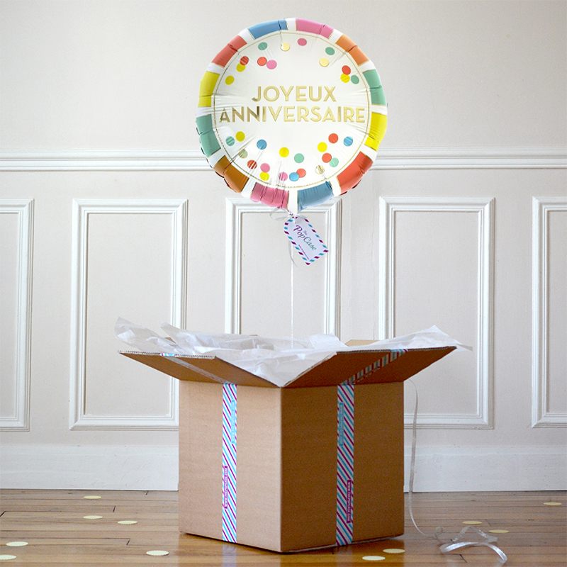 Ballon Cadeau - Joyeux Anniversaire Pois - The PopCase