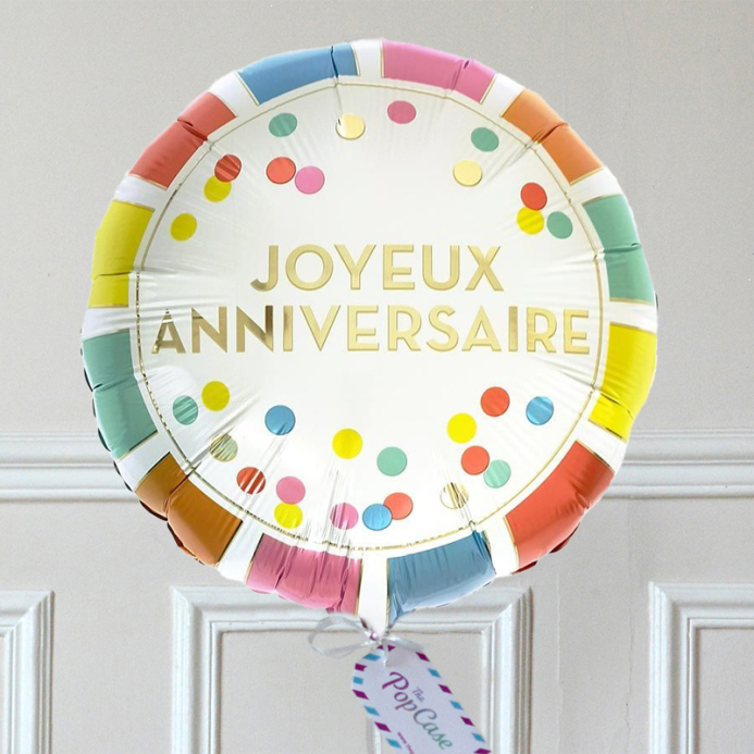Ballon Cadeau - Joyeux Anniversaire Pois - The PopCase