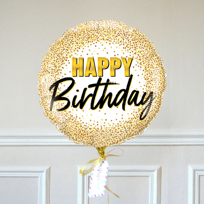 Ballon Cadeau Happy Birthday Doré - The Pop Case