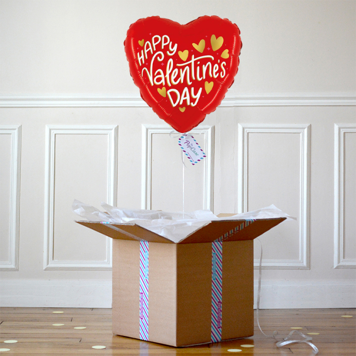 Ballon Cadeau - Saint Valentin - Cœur Or