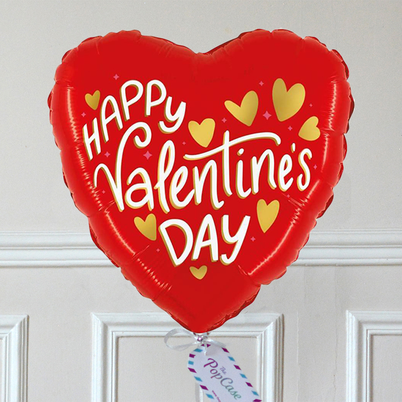 Ballon Cadeau Saint Valentin avec des Cœur Or