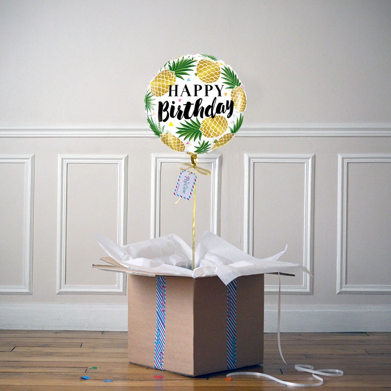 Ballon Cadeau - Happy Birthday Ananas - The PopCase