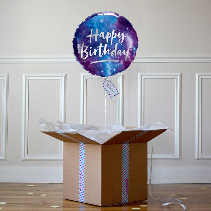 Ballon Cadeau - Happy Birthday Galaxie