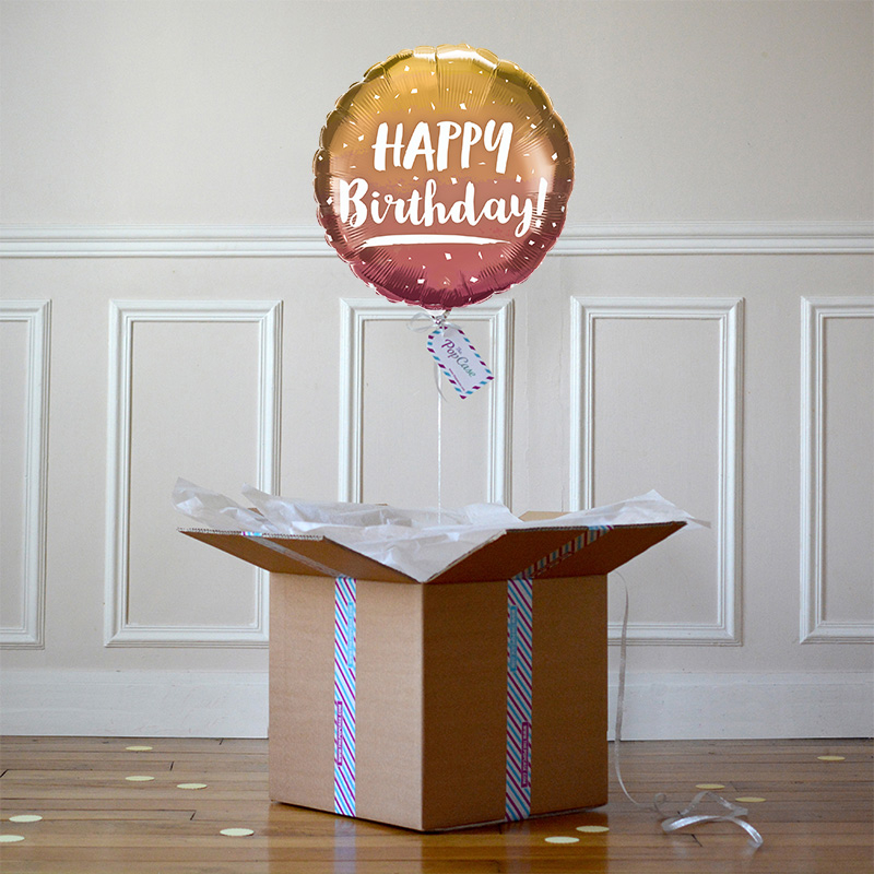 Ballon Cadeau - Happy Birthday Cuivré - The PopCase