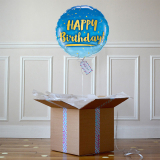 Ballon Cadeau - Happy Birthday - Bleu