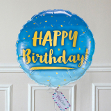 Ballon Cadeau - Happy Birthday - Bleu
