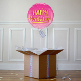 Ballon Cadeau - Happy Birthday - Rose