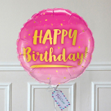 Ballon Cadeau - Happy Birthday - Rose